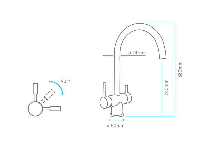 Grifo ósmosis de 3 vías (Metal Free Ares) - Ecobioebro