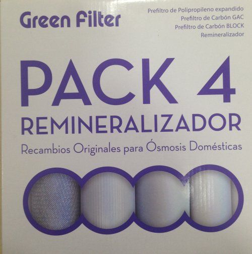 Pack 4 filtros con remineralizador Green Filter.